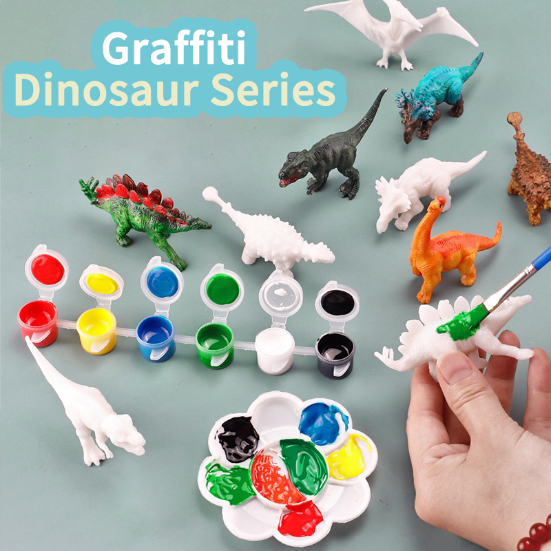 6pcs/8pcs, DIY Coloring Dinosa - đánh giá và giá Puzzle Blank White
