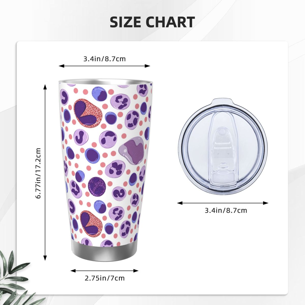Large White Blood Cell Pattern - đánh giá và giá Tumbler 20Oz White