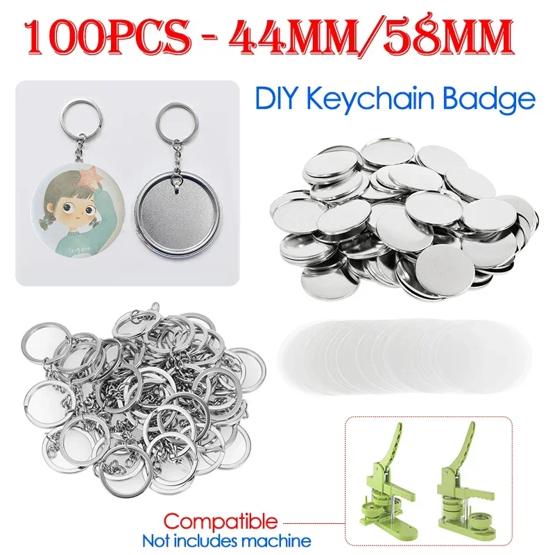100PCS 44mm 58mm Keychains Bad - đánh giá và giá Button Badge Blank