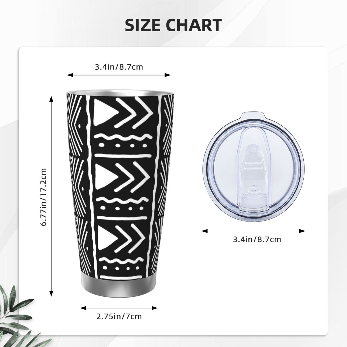 Black And White African Bogola - đánh giá và giá Tumbler 20Oz White