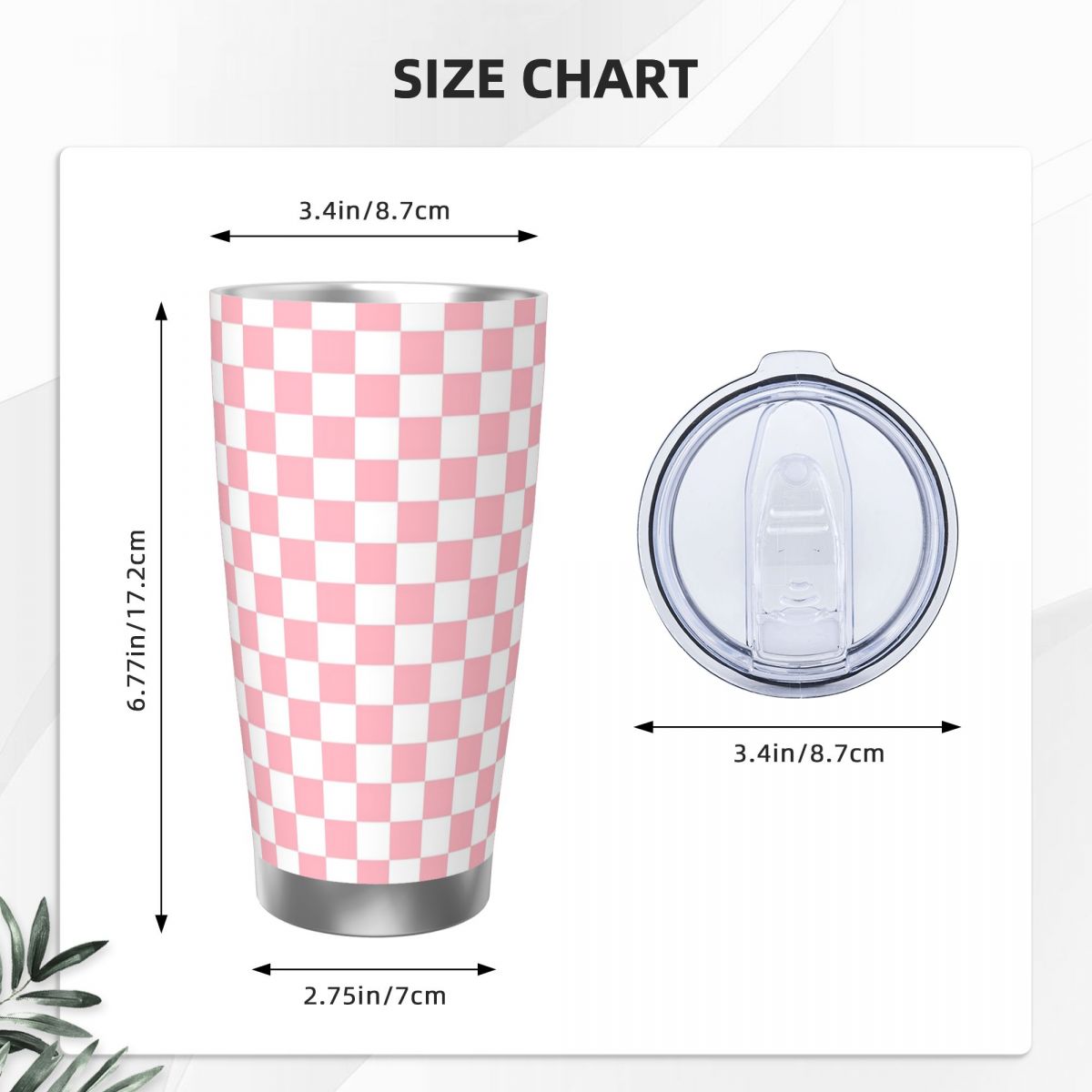 Pink White Checkerboard Patter - đánh giá và giá Tumbler 20Oz White