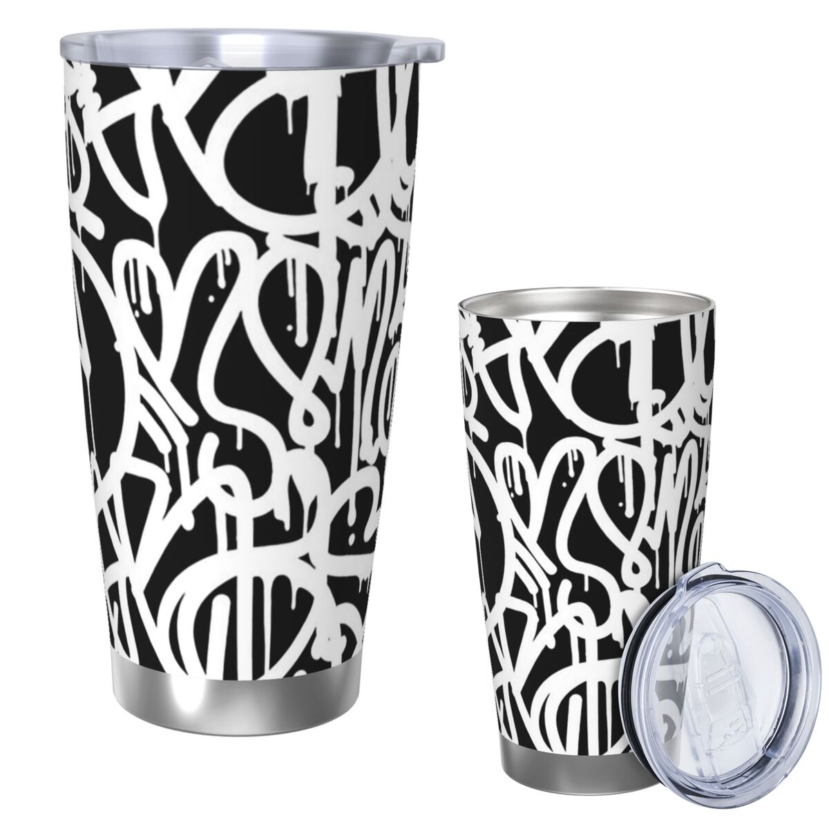 Black And White Graffiti Stain - đánh giá và giá Tumbler 20Oz White