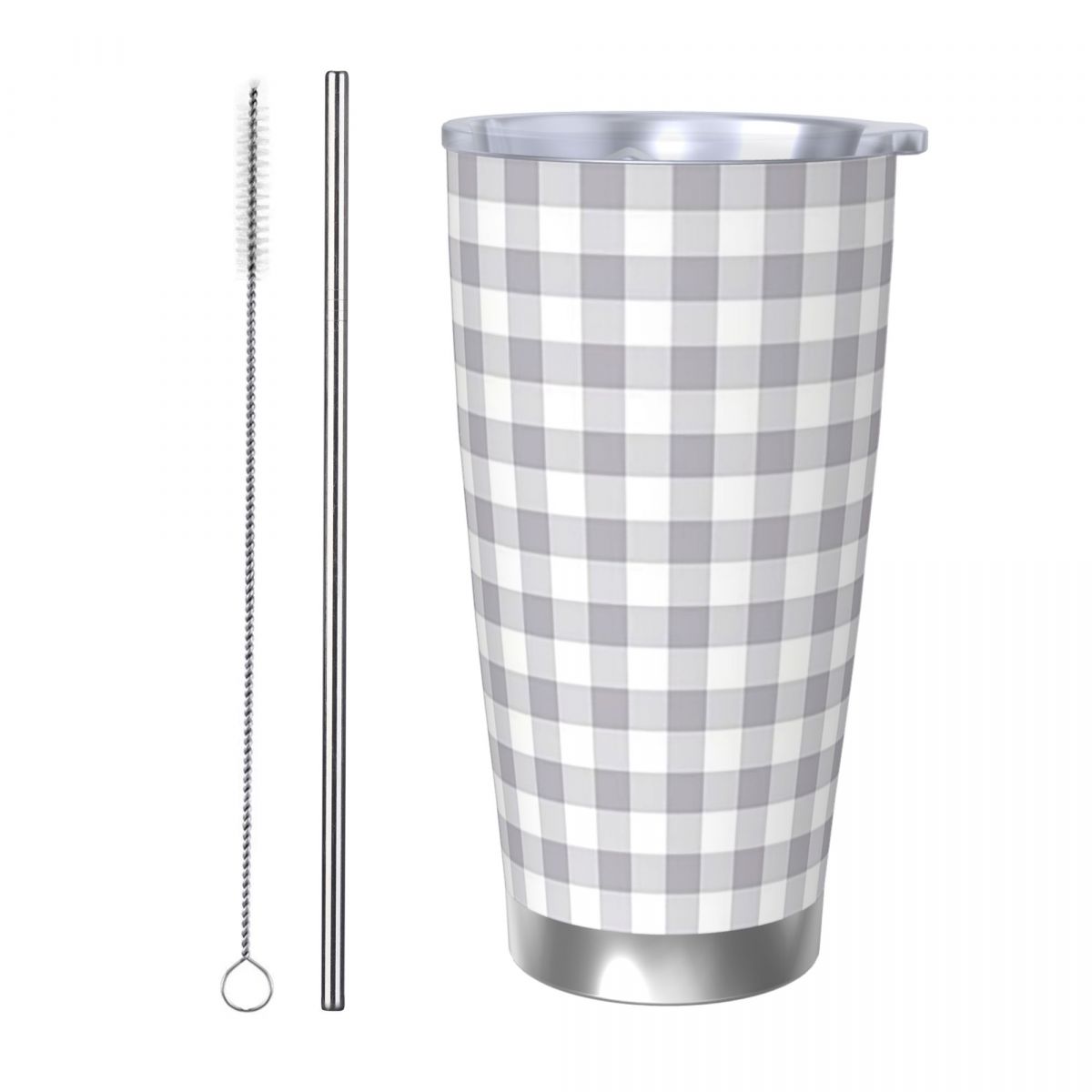 Gray And White Gingham Stainle - đánh giá và giá Tumbler 20Oz White