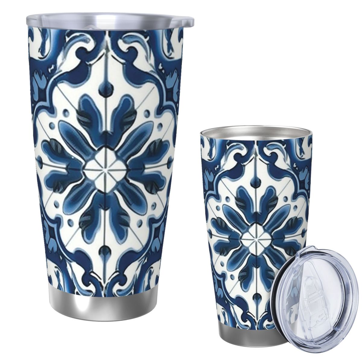 Blue And White Majolica Patter - đánh giá và giá Tumbler 20Oz White