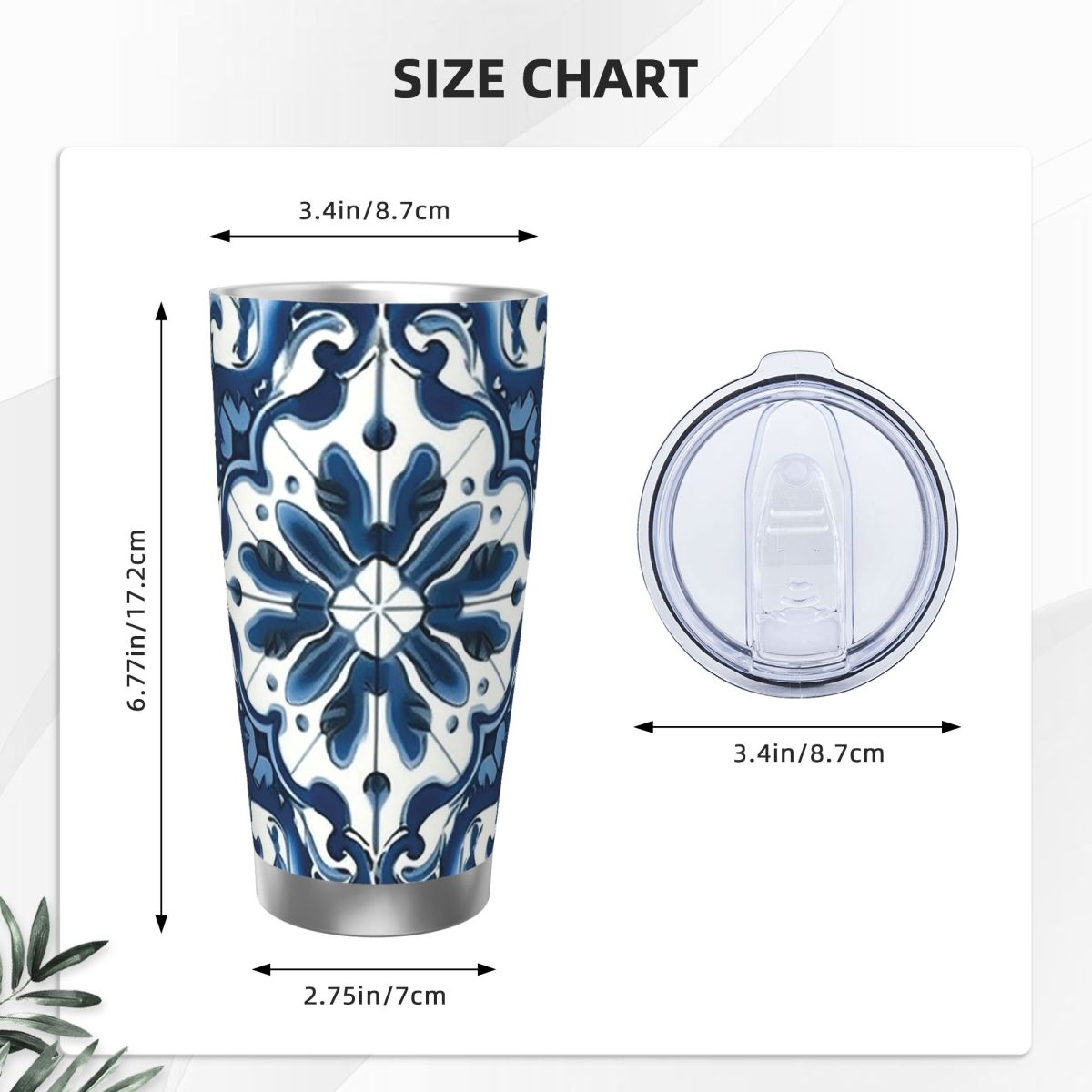 Blue And White Majolica Patter - đánh giá và giá Tumbler 20Oz White